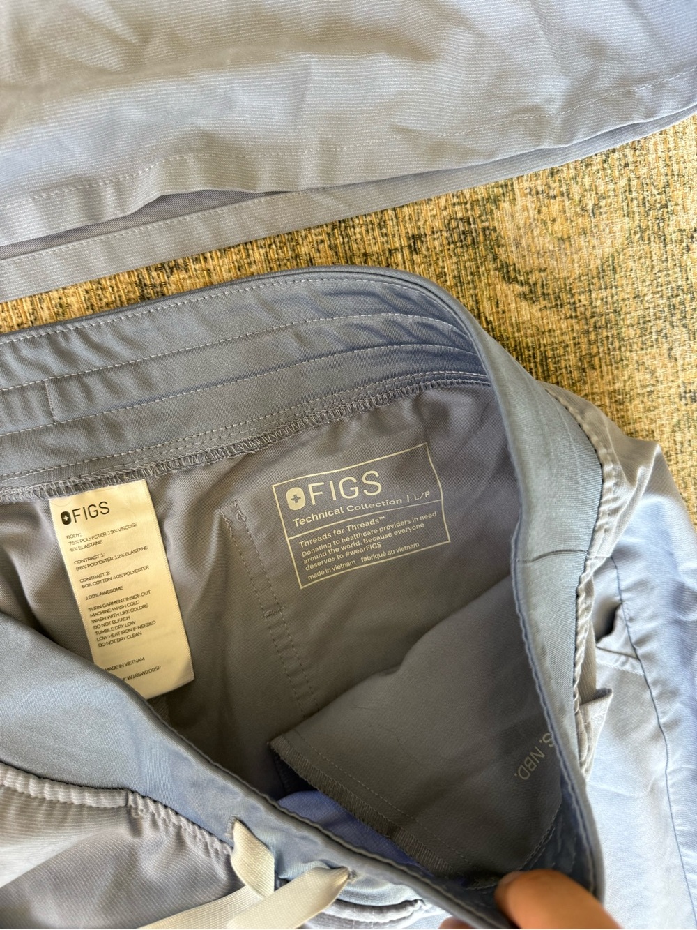 FIGS Vapor Light Blue Srub Set Nurse Medical XL Top Large Petite Bottoms 2 Piece - Picture 5 of 8